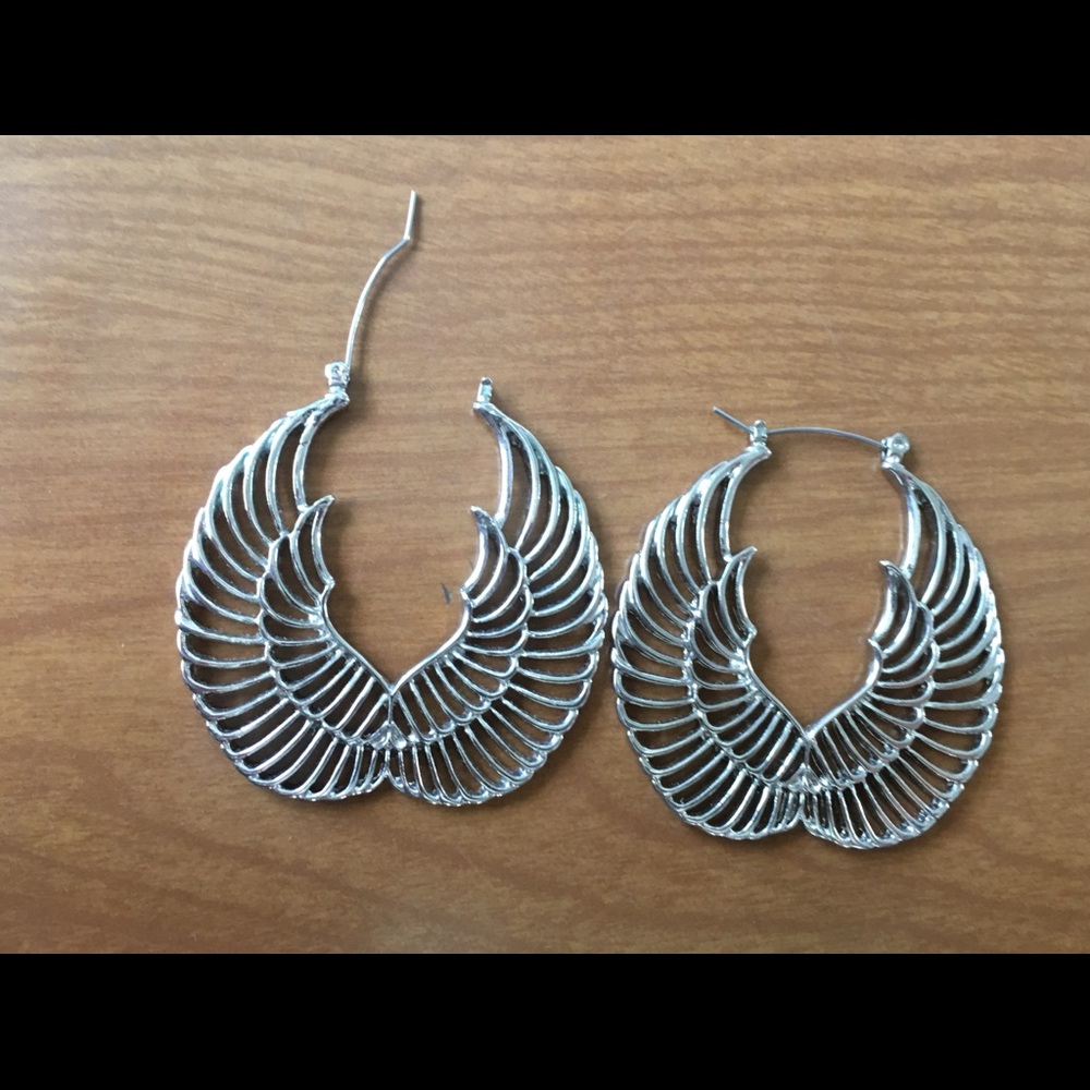 Silver double wing earings